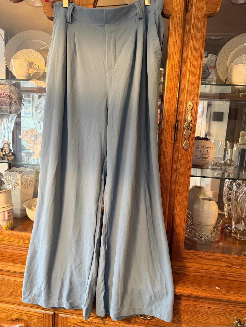 Halara High Rise Wide Leg Trouser Pants Slate Blue Women's Size XL, NWOT, $28